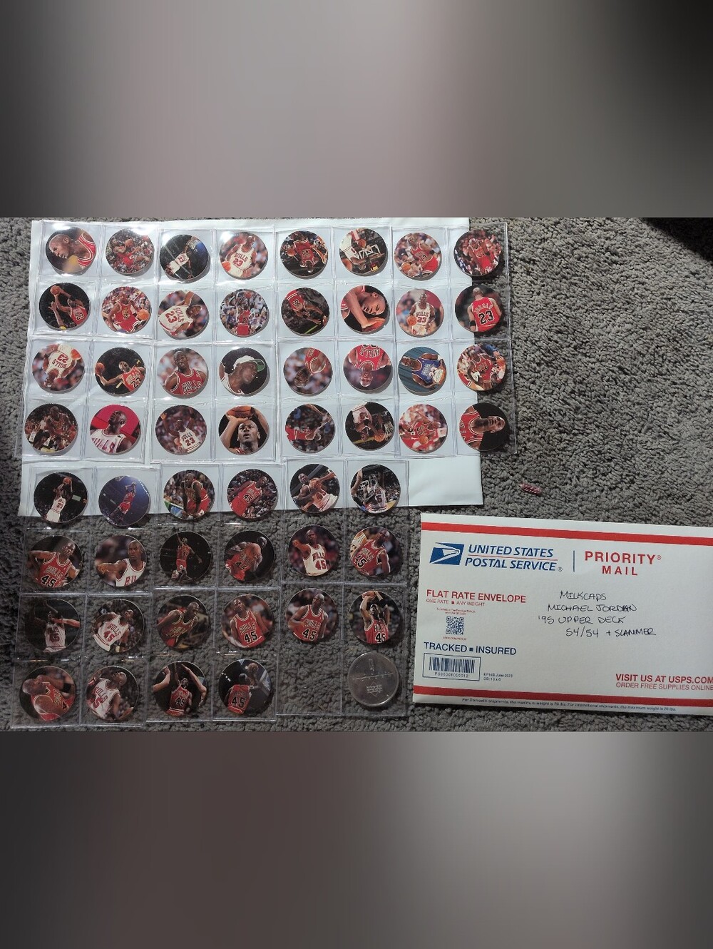 Vintage 1995 Upper Deck Michael Jordan Milk Caps Complete 54 Set Near Mint Pogs